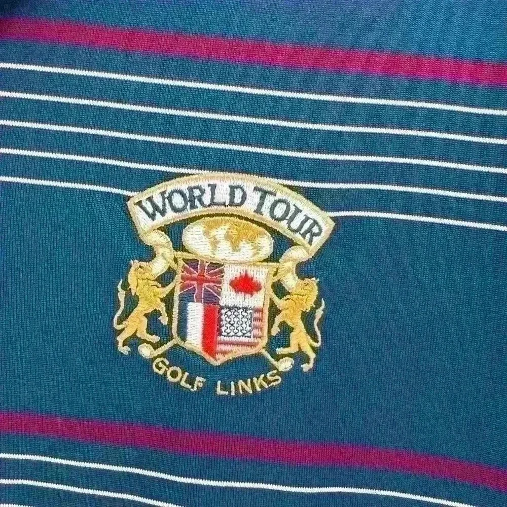 Nike Golf Dri Fit Golf Polo Blue & Red Stripes Size XL
